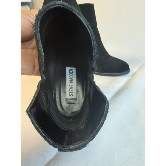 Steve Madden Shepp Women’s Size 6 Black Suede Block Heel Comfort Ankle Booties - Picture 11 of 12